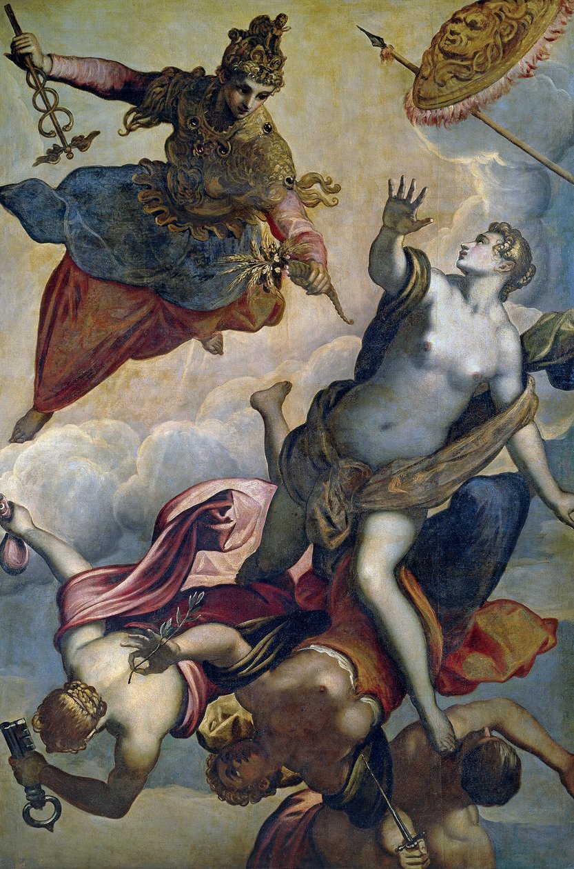 "" Allegorie de la prosperite "" (The Prosperity) 多梅尼科·丁托列托 (Domenico Tintoretto) 的绘画 (1560-1635) 16 世纪末 太阳 207x140 厘米 马德里普拉多博物馆 作者 多梅尼科·罗布斯提·丁托列托