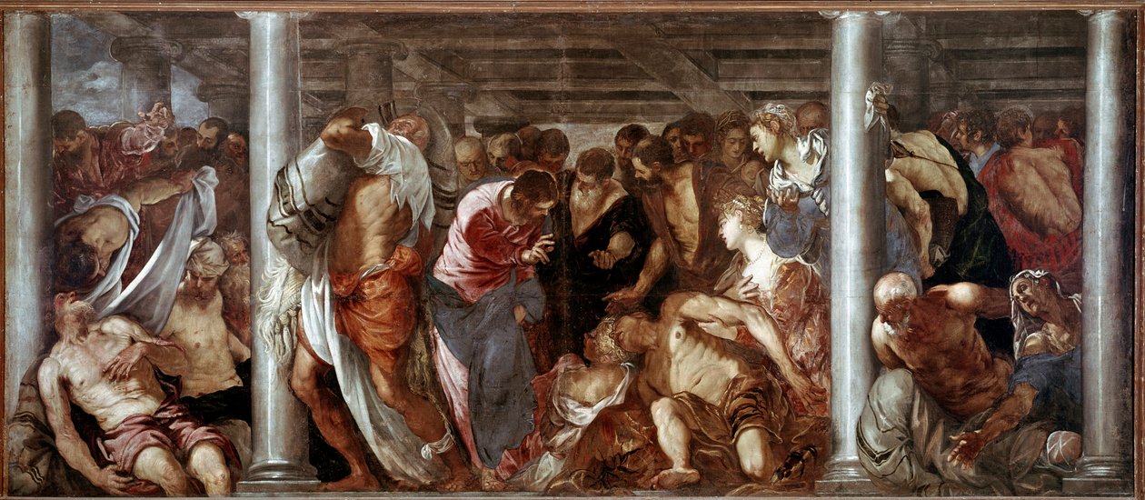 Christ hears the paralytic (the probatic pool). Painting by Jacopo Robusti dit il Tintoretto (The Tintoret 作者 多梅尼科·罗布斯提·丁托列托