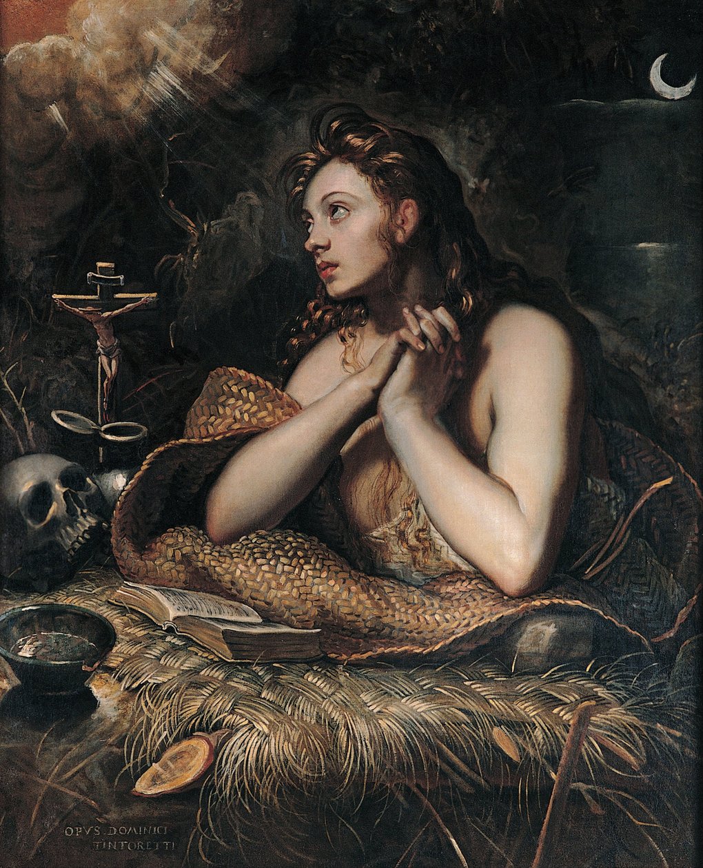 忏悔者Magdalene，c.1600 作者 多梅尼科·罗布斯提·丁托列托