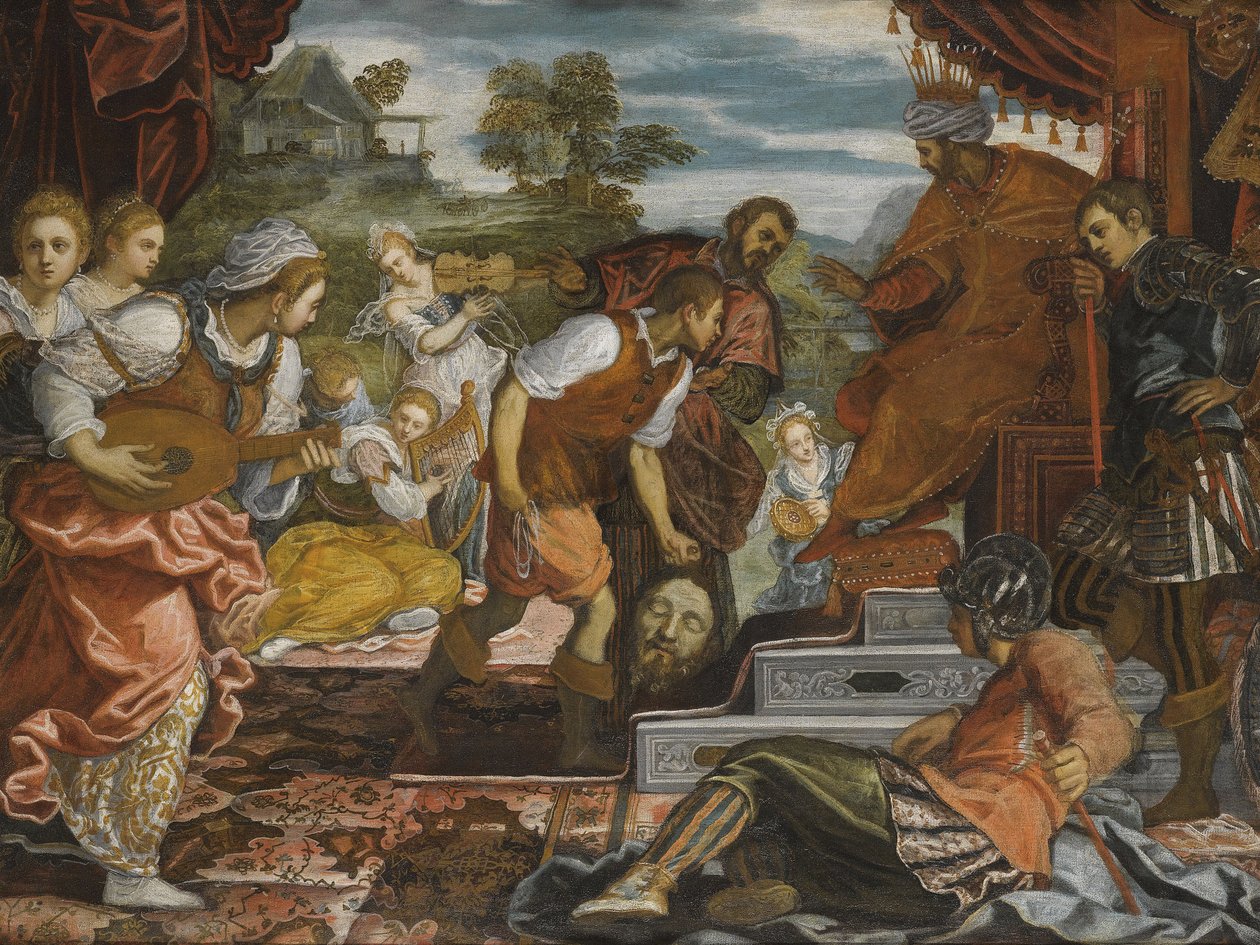 The Triumph of David par Tintoretto, Domenico (1560-1635). Oil on canvas, size : 96,8x131, , Private Collection 作者 多梅尼科·罗布斯提·丁托列托