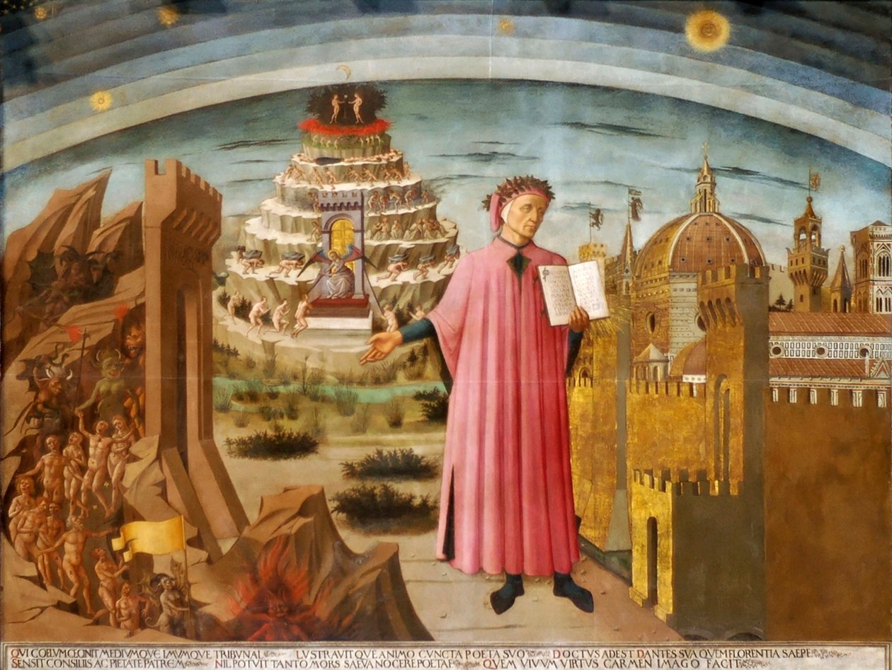 但丁和神圣喜剧《照亮佛罗伦萨的喜剧》，1464-1465年。 作者 多米尼克·米歇里诺
