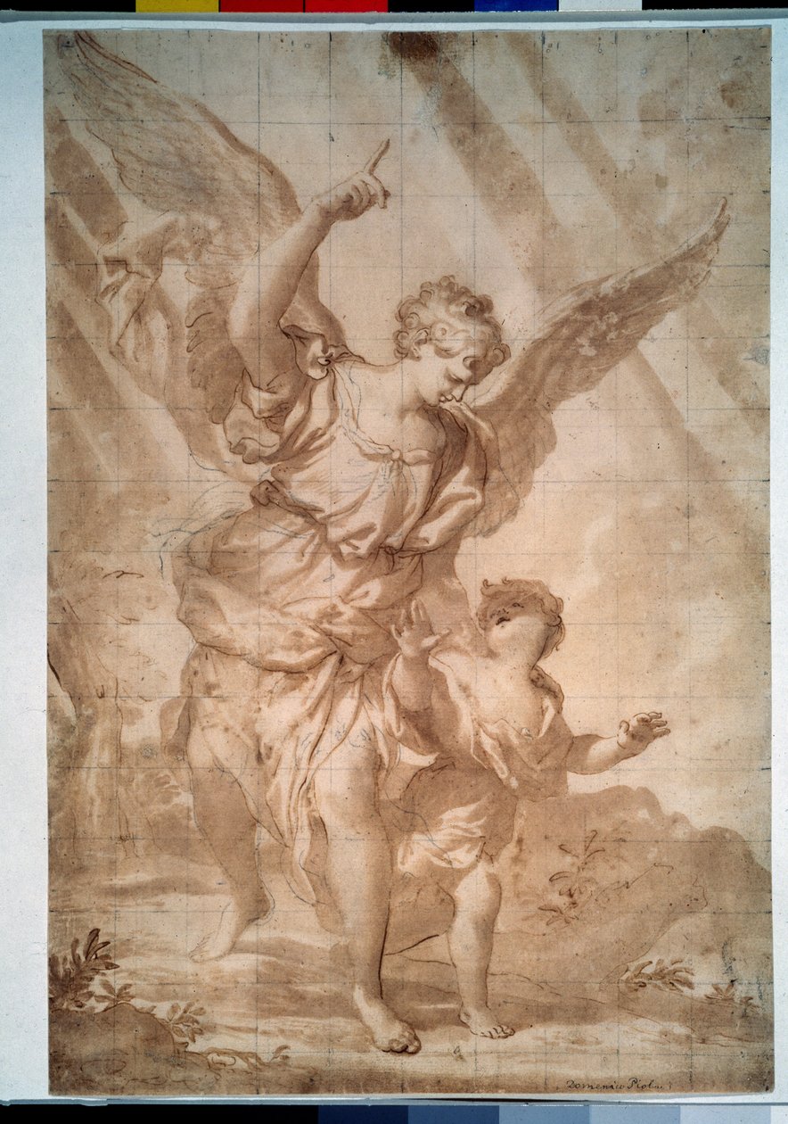 "守护天使" 钢笔画，多梅尼科-皮奥拉（1627-1703 年），莫斯科普希金博物馆 作者 多梅尼科·皮奥拉