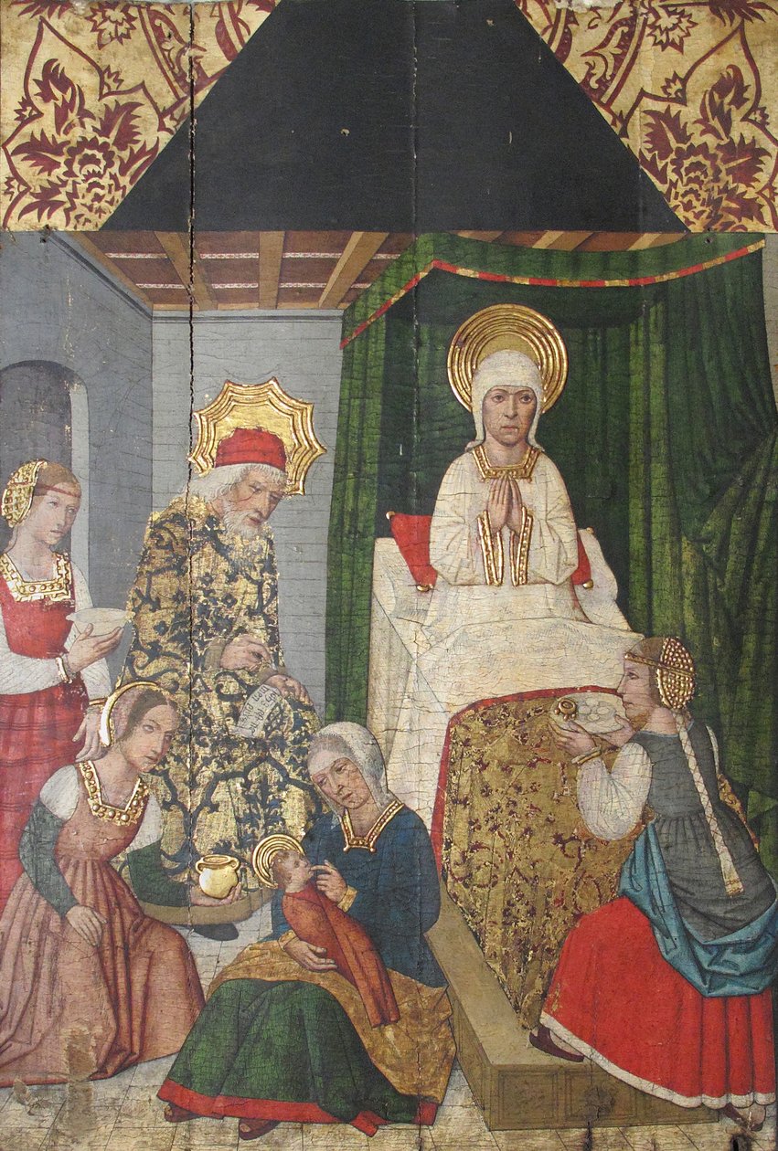 施洗者圣约翰诞生的画板，来自于Retable，15世纪。 作者 多明戈·拉姆