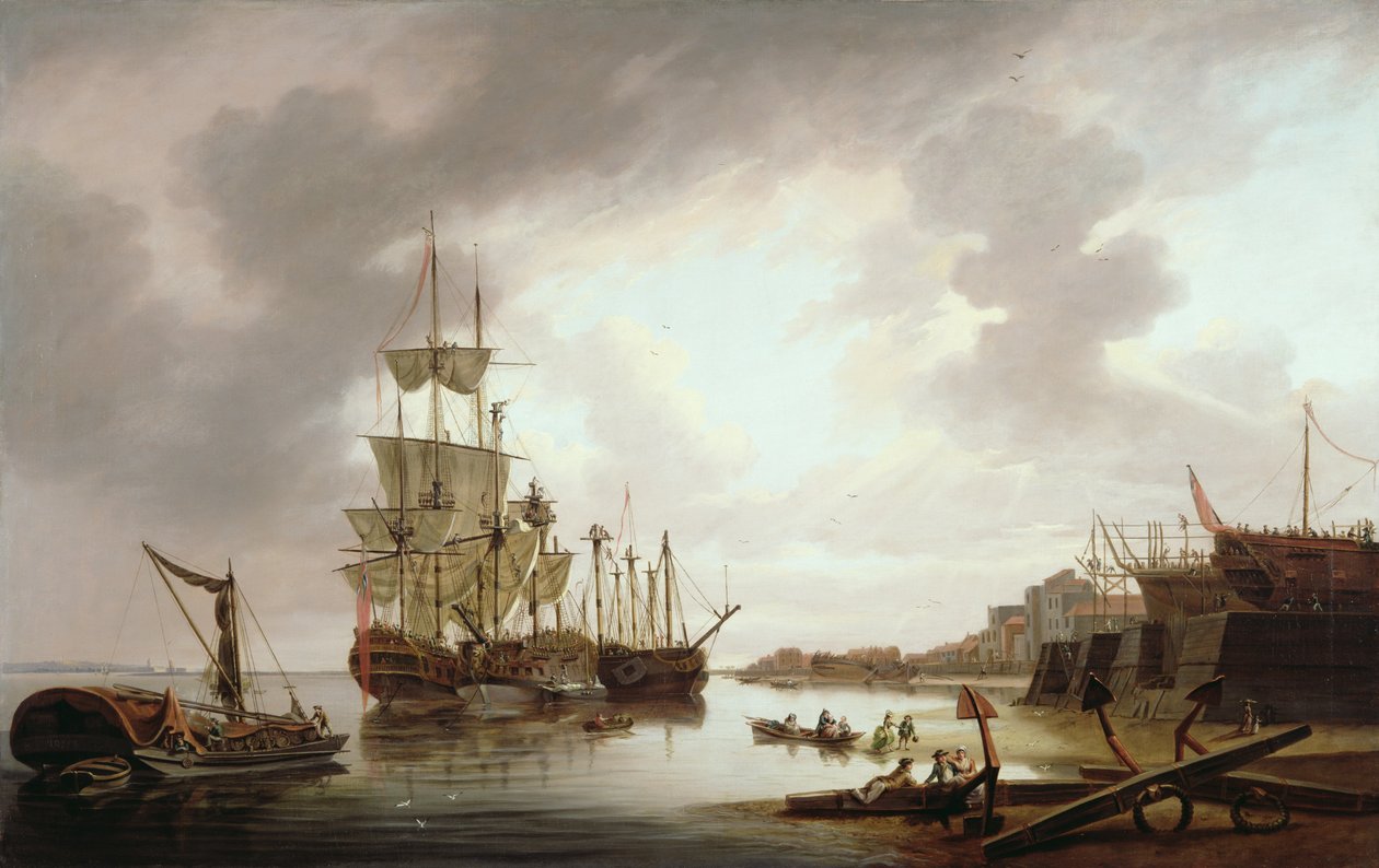 英国战争人员在Blackwall Reach，1792年 作者 多米尼克·塞雷