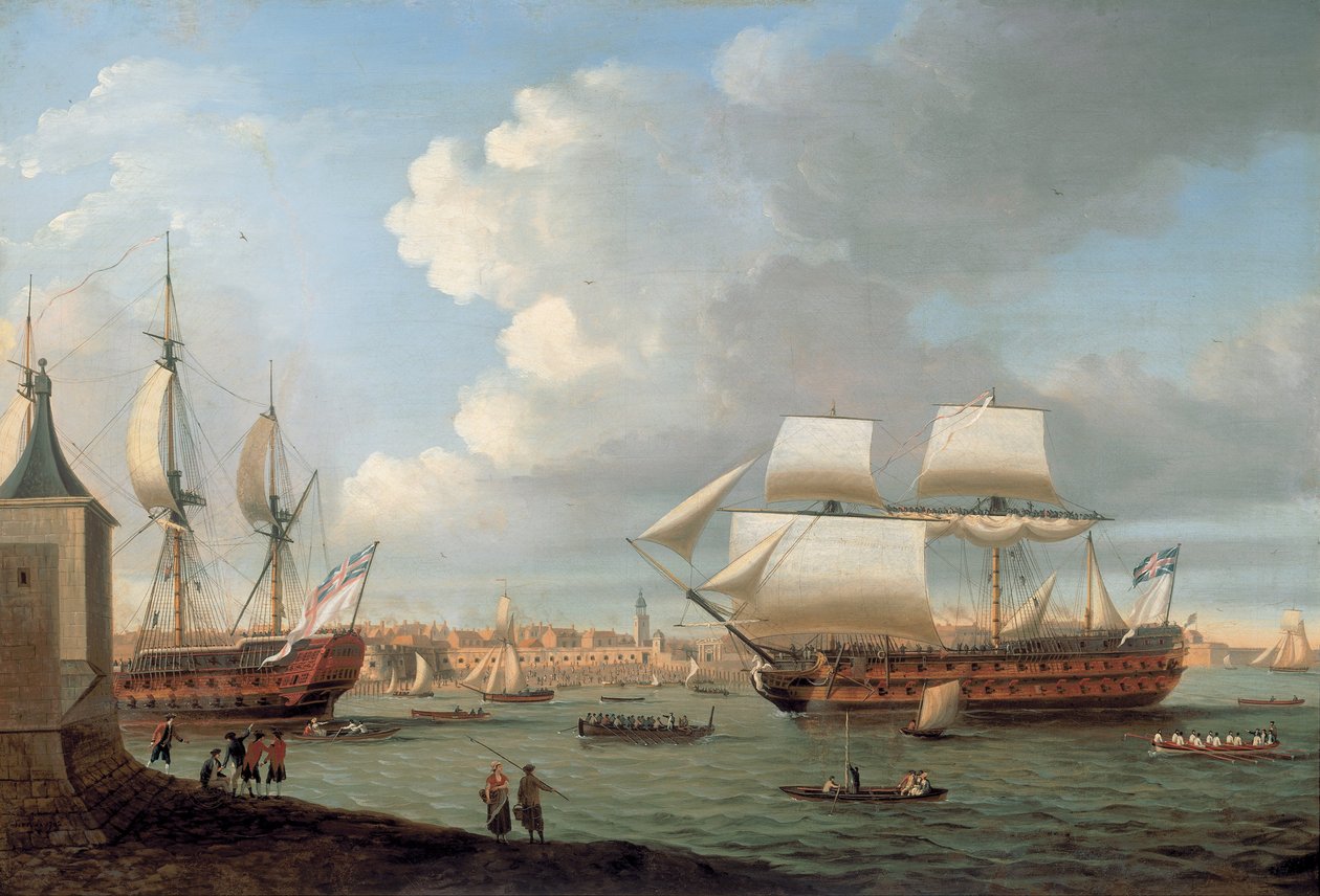 闪电和Pégase进入朴茨茅斯港，1782年 作者 多米尼克·塞雷