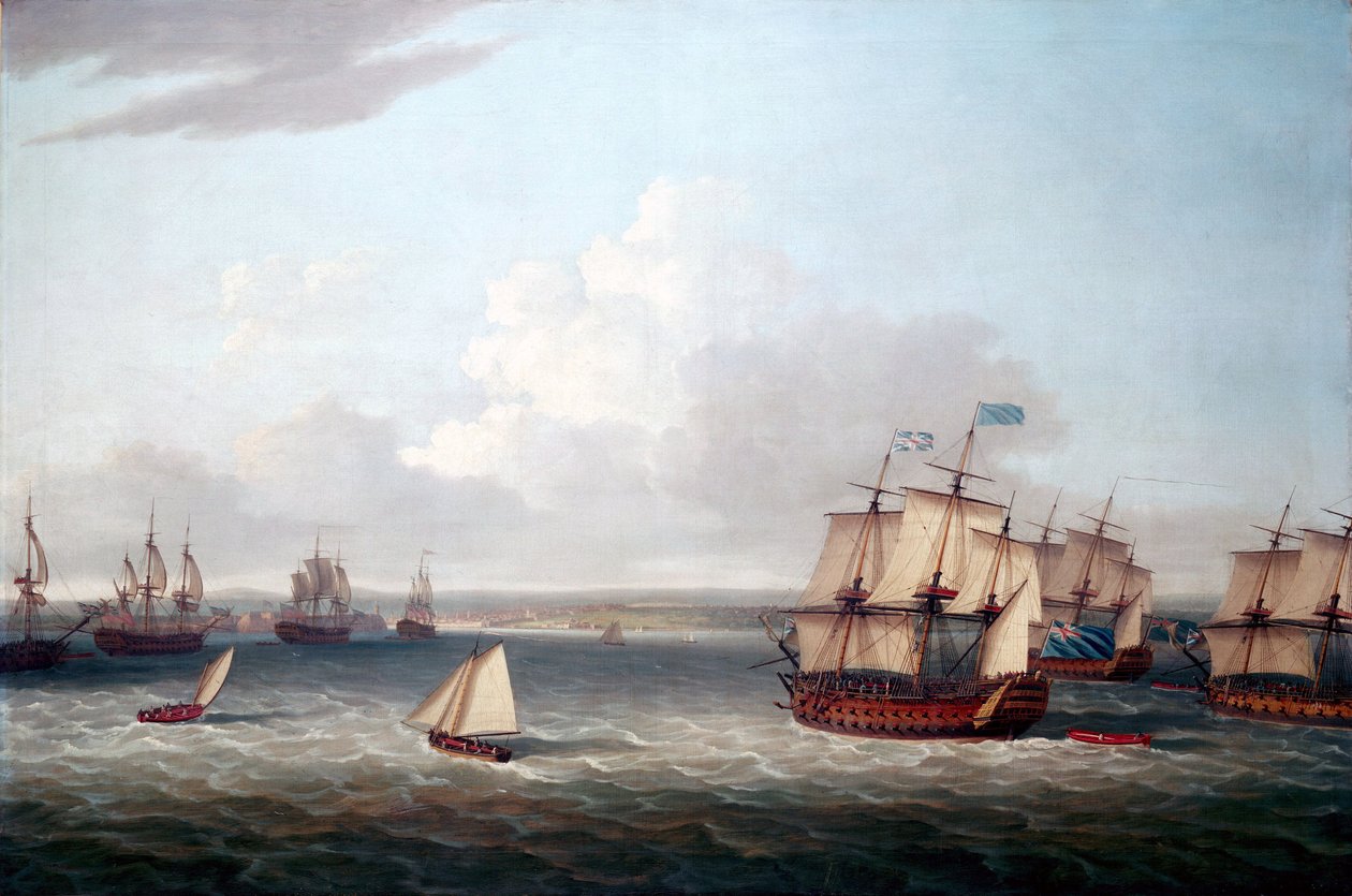 七年战争（1756-1763 年）：英国舰队于 8 月 21 日进入哈瓦那港（古巴 作者 多米尼克·塞雷