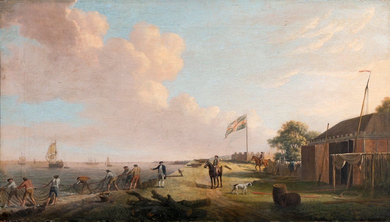 Tilbury堡垒看法与拖网的渔夫，1770年 作者 多米尼克·塞雷