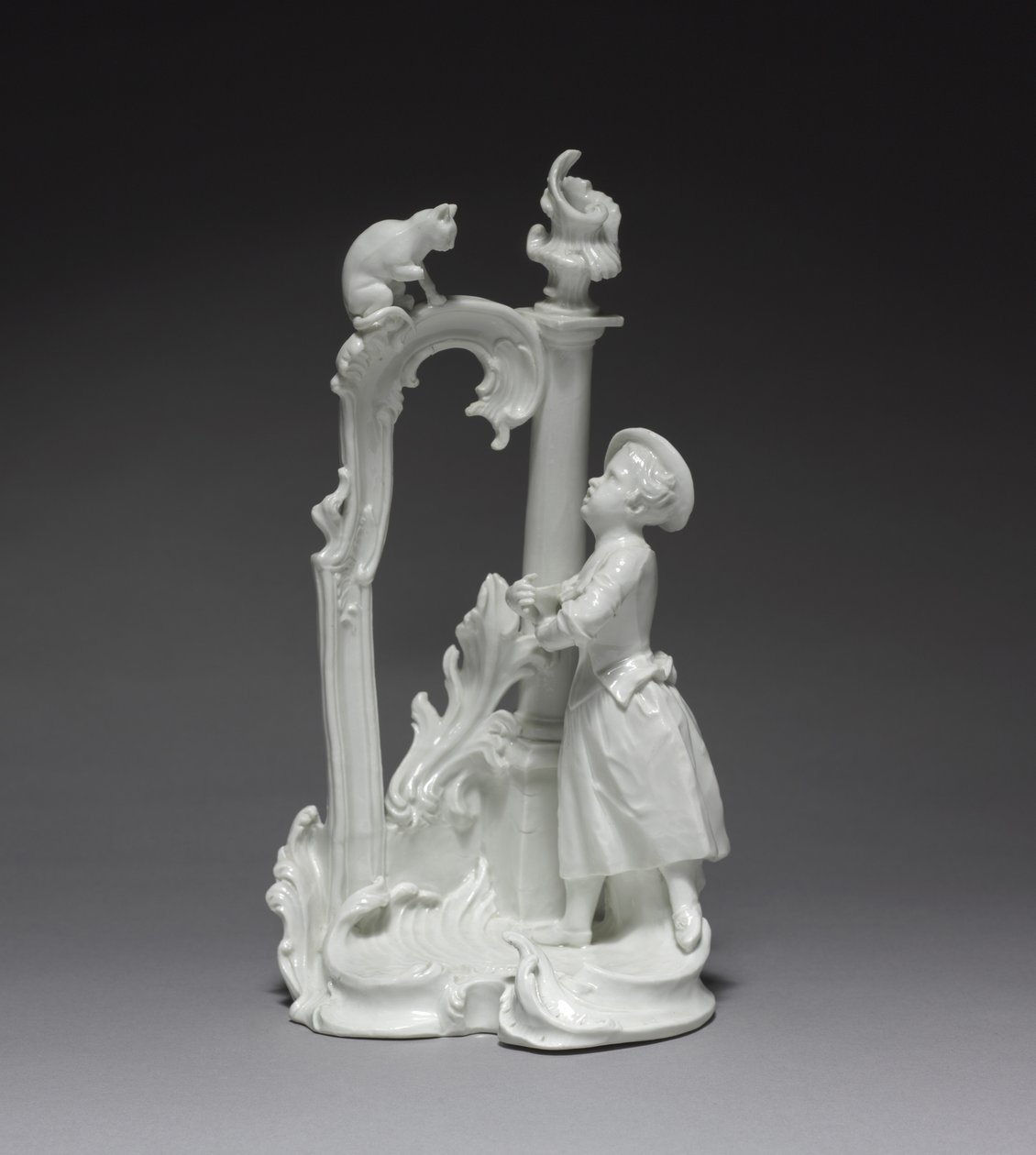 宁芬堡瓷器厂制作的带猫的女孩图，约1770年（瓷器 作者 多米尼库斯（At ..）奥利切克