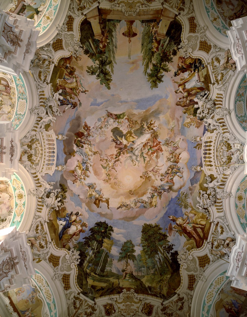 由建筑师 Domenikus Zimmermann (1685-1766) 1730-1731 Schussenried, Germany 为 Schussenried 修道院圆顶装饰的壁画 作者 多米尼库斯·齐默尔曼（Dominikus Zimmermann）