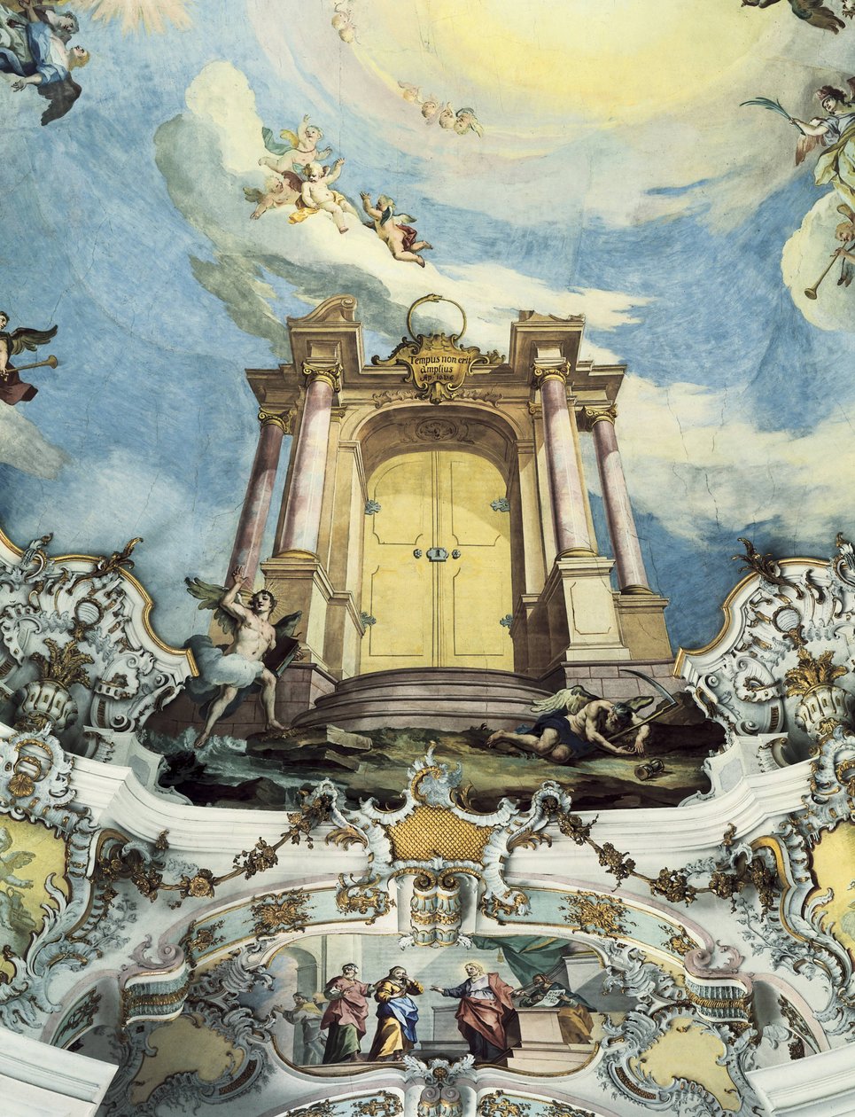 带有 "Tempus non erit amplius "铭文的永恒之门（壁画） 作者 多米尼库斯·齐默尔曼（Dominikus Zimmermann）