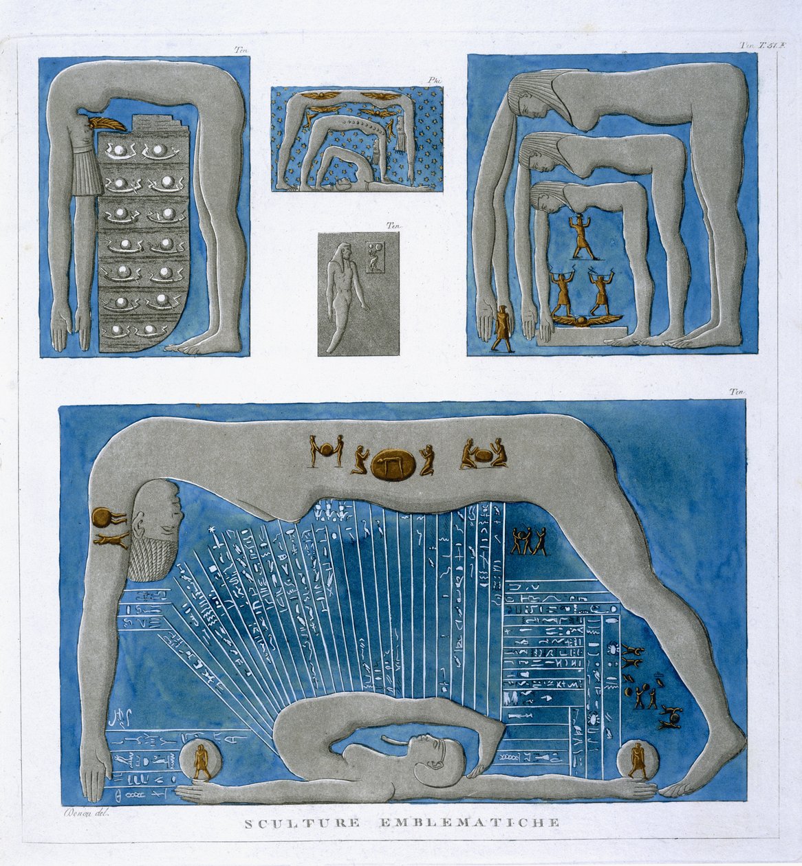关于创造神话的Emblatic Reliefs，来自“下埃及上埃及的旅行”，1802年 作者 多米尼克·万提·德农（Dominique Vivant Denon）