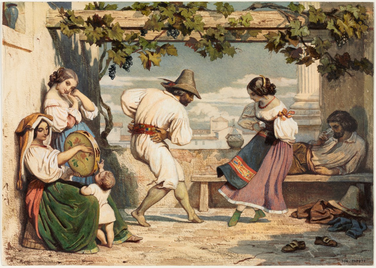 La Saltarelle，约 1800 年（水彩和水粉画） 作者 多米尼克·路易斯·帕佩蒂