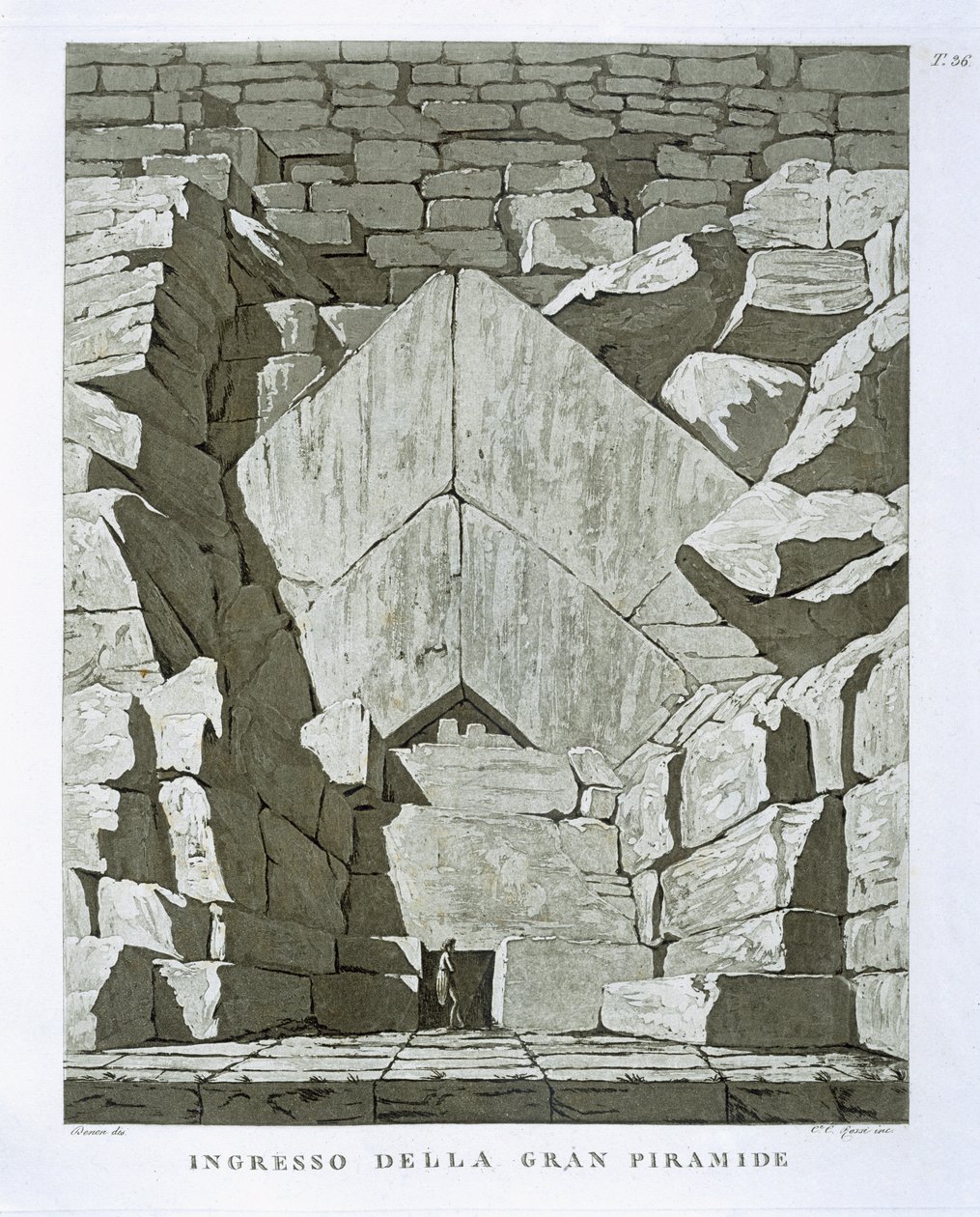 进入金字塔，由Rossi（litho）雕刻 作者 多米尼克·万提·德农（Dominique Vivant Denon）