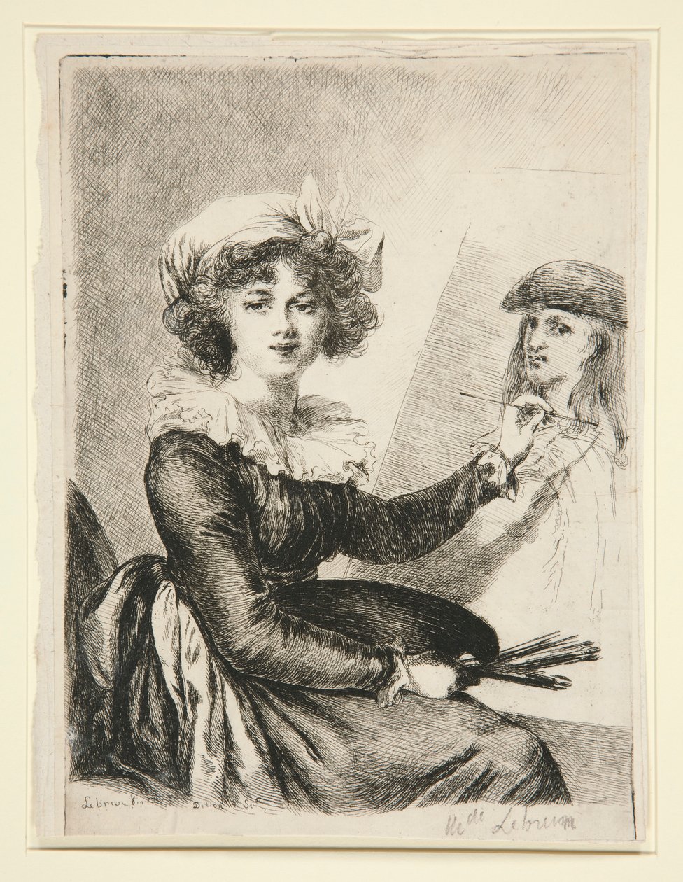 路易丝-伊丽莎白-维格-勒布伦（Louise-Elisabeth Vige-Lebrun），在乌菲兹美术馆 1790 年自画像之后创作，与之相反 作者 多米尼克·万提·德农（Dominique Vivant Denon）