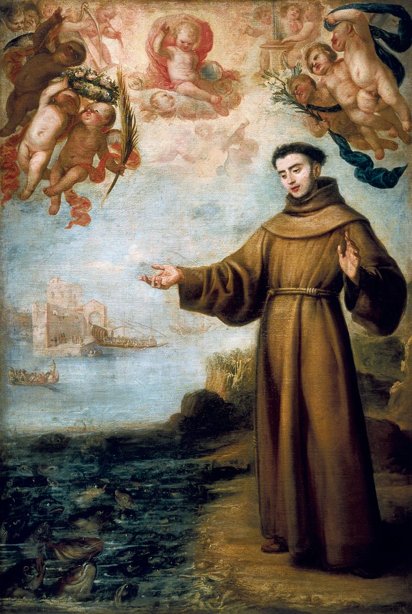 The preaching of Saint Anthony of Padua, painting by Juan Carreno de Mirando 作者 唐·胡安·卡雷诺·德·米兰达