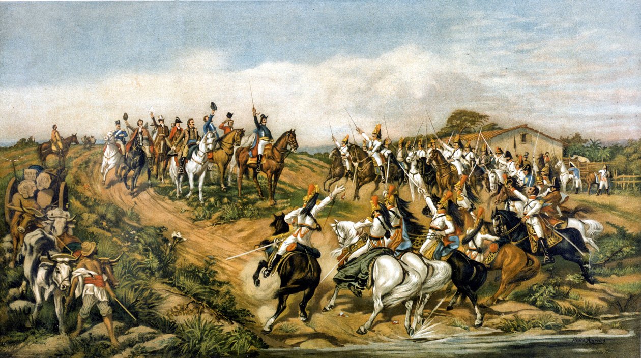 独立或死亡！。 Pedro Americo 的绘画，Ypiranga 博物馆（圣保罗）。 1822 年 7 月 9 日巴西独立的寓言代表。 作者 唐·佩德罗·迪菲格雷多·美洲