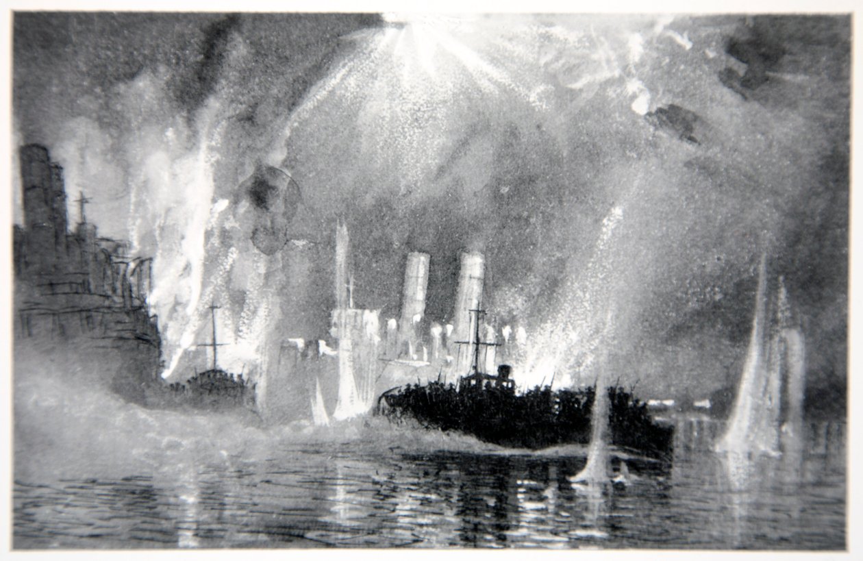 汽车在Zeebrugge开始救援Blockships的船员，图片来自Gordon S. Maxwell，1920年的“海军阵线” 作者 唐纳德·麦克斯韦