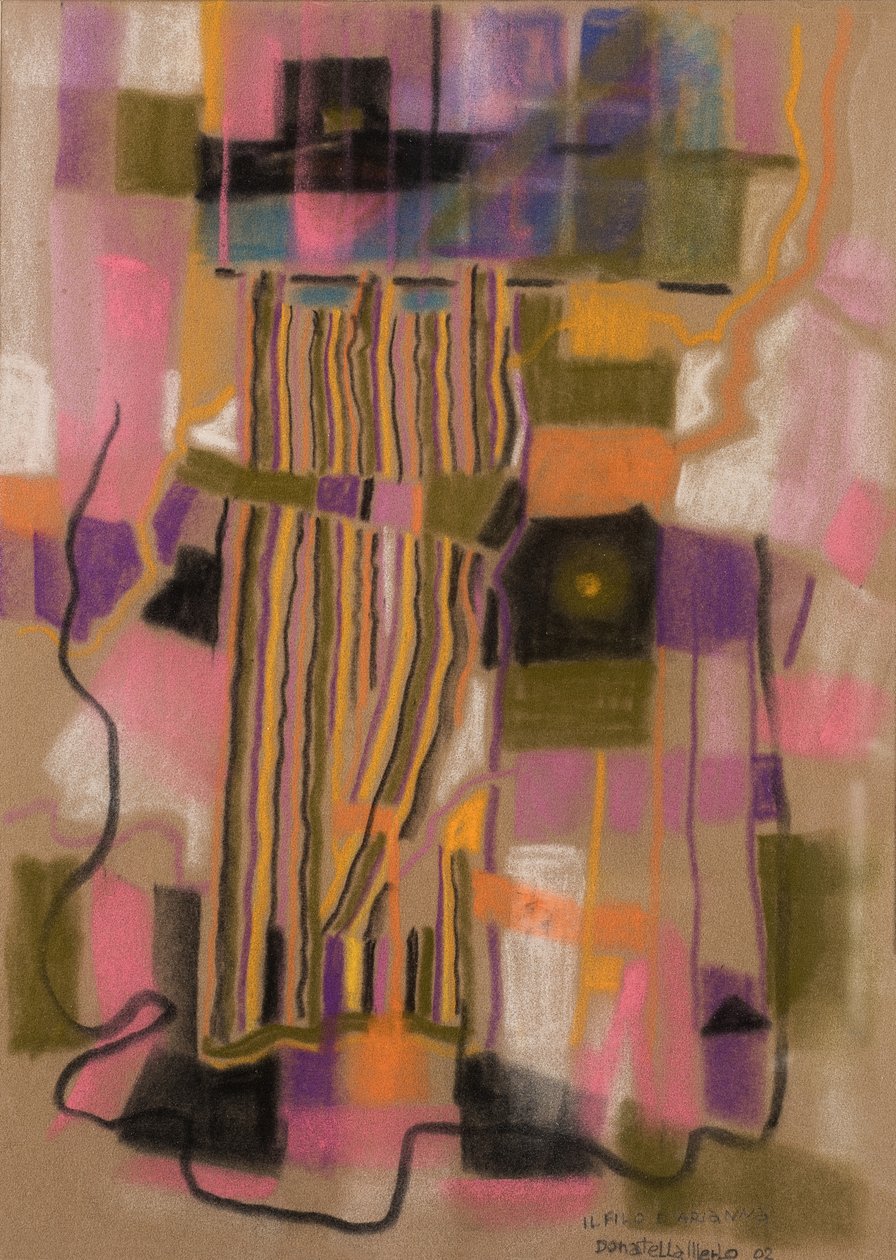 阿里亚德涅的线，2002 年（天鹅绒纸上的粉彩） 作者 多纳泰拉·梅洛