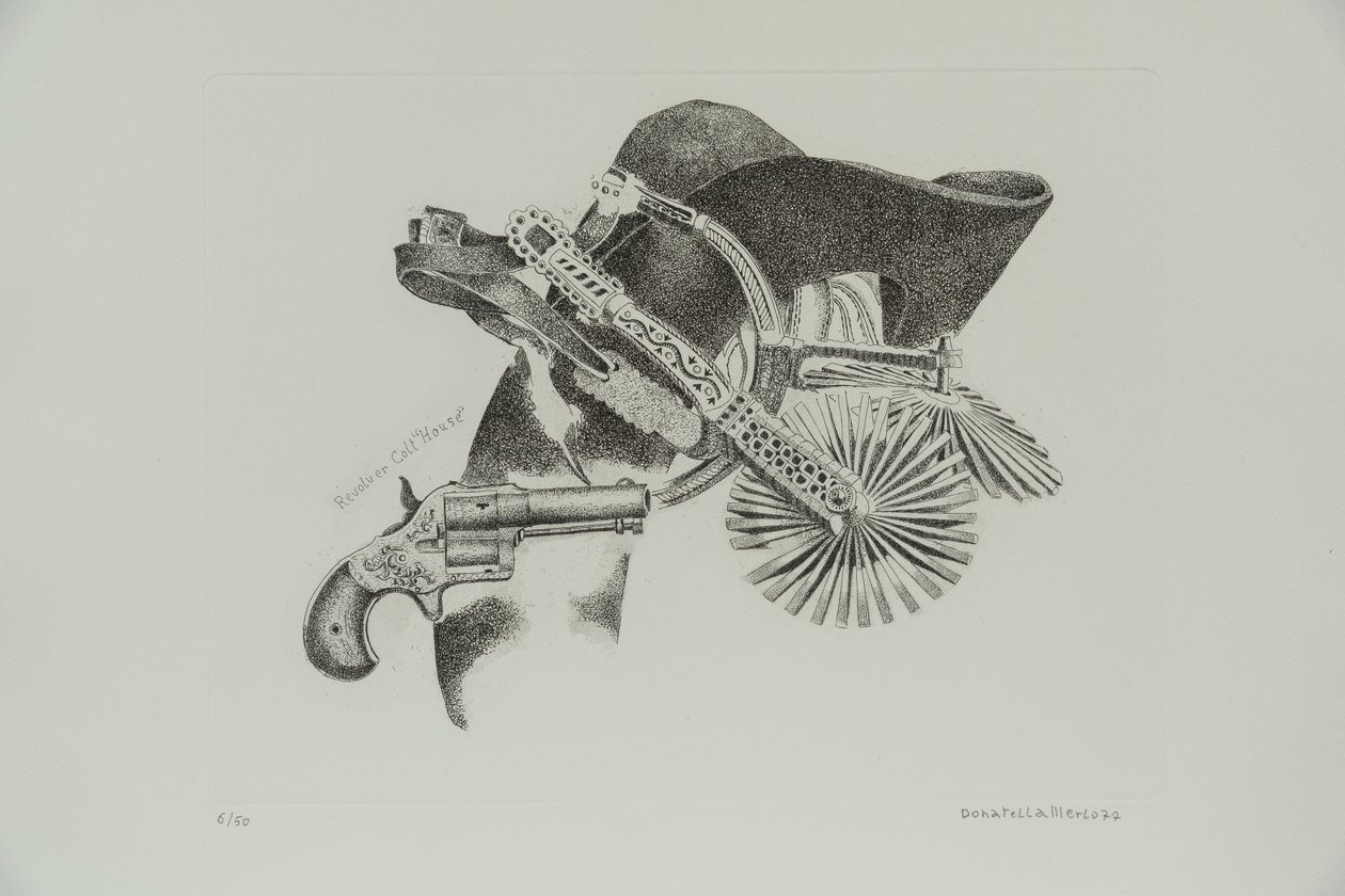 柯尔特左轮手枪 "房子"，1977 年（雕刻） 作者 多纳泰拉·梅洛