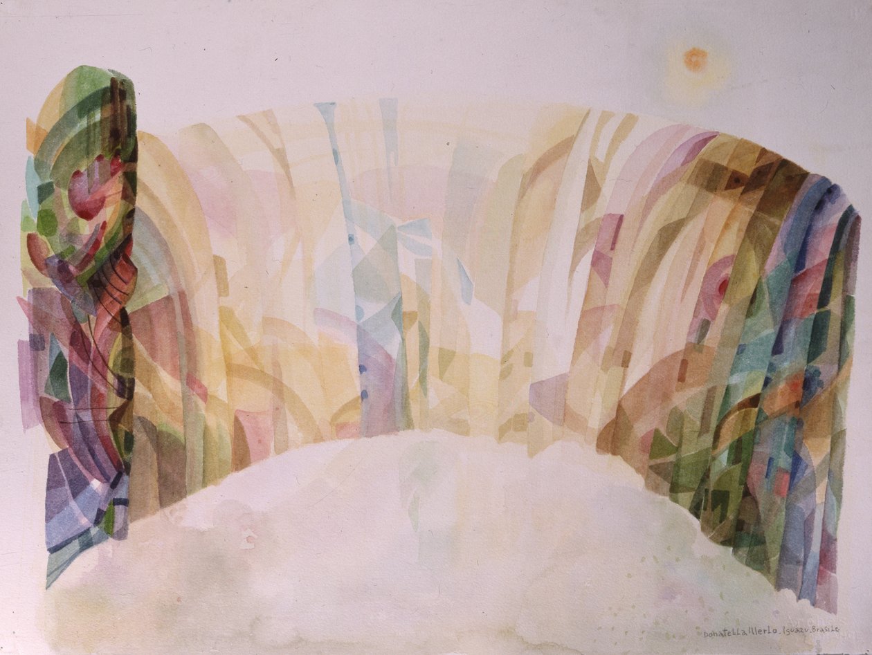 巴西伊瓜苏，瀑布，约 1992 年（纸面水彩画） 作者 多纳泰拉·梅洛