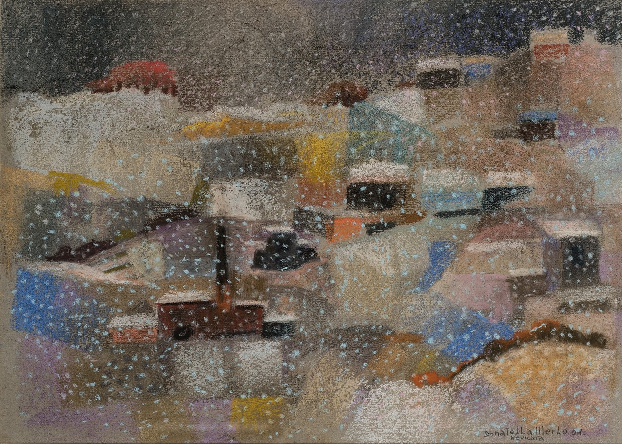 降雪，2001 年（天鹅绒纸上的粉彩画） 作者 多纳泰拉·梅洛