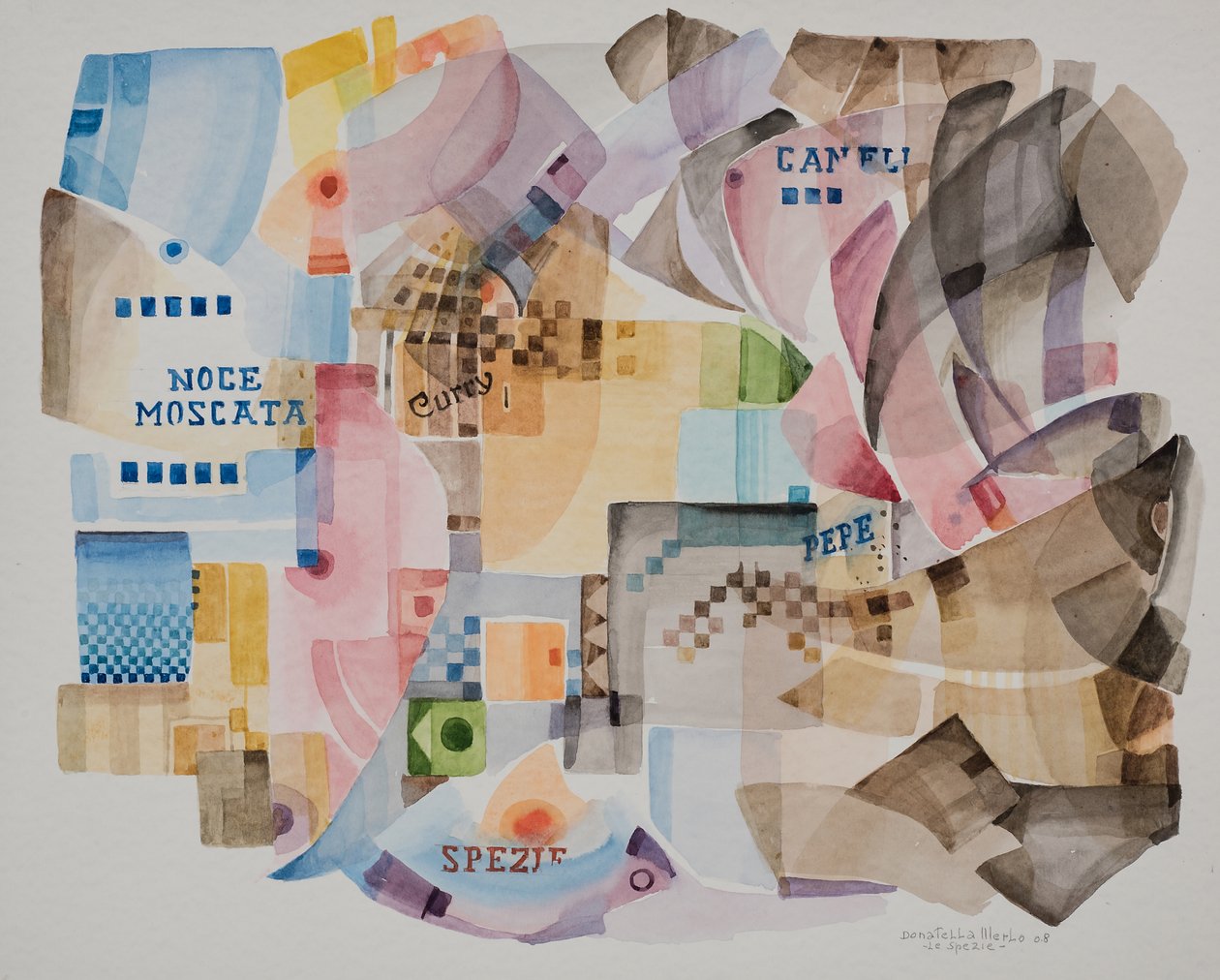 香料，2008 年（纸上水彩画） 作者 多纳泰拉·梅洛