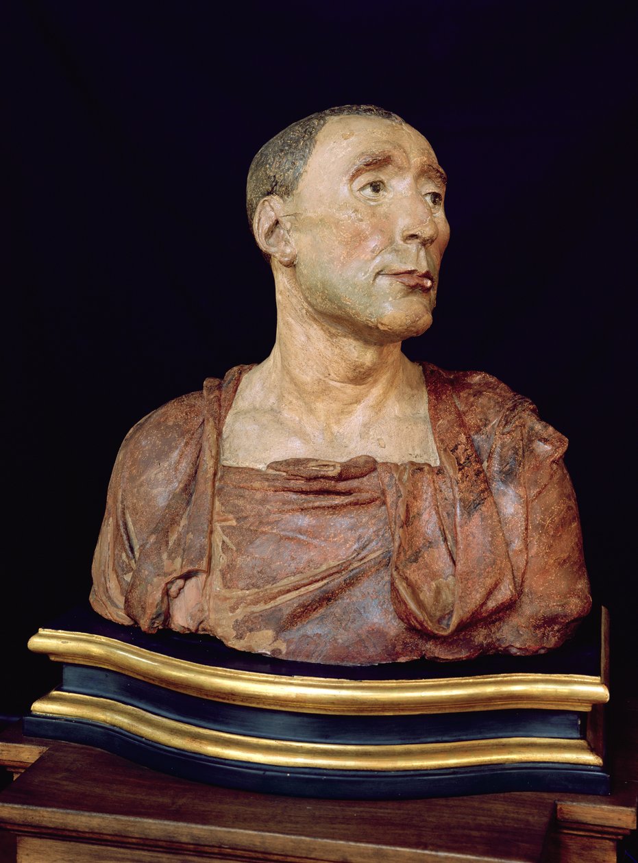 Niccolo da Uzzano（1359-1431）（彩色兵马俑）的肖像胸像 作者 多纳泰洛