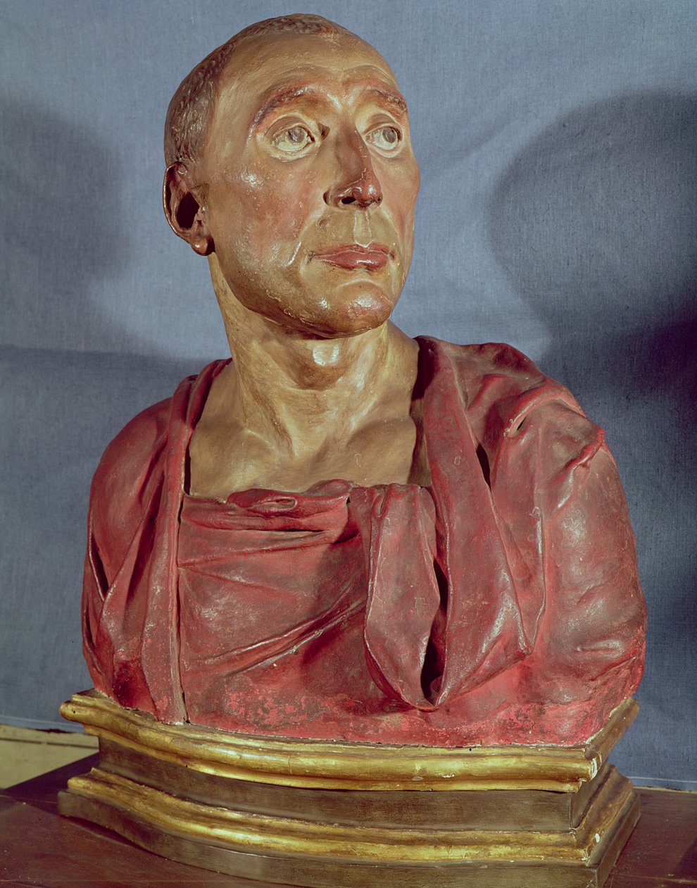 condottiere Niccolo da Uzzano（1359-1431）（彩色兵马俑）的肖像半身像（另见85211和100339） 作者 多纳泰洛