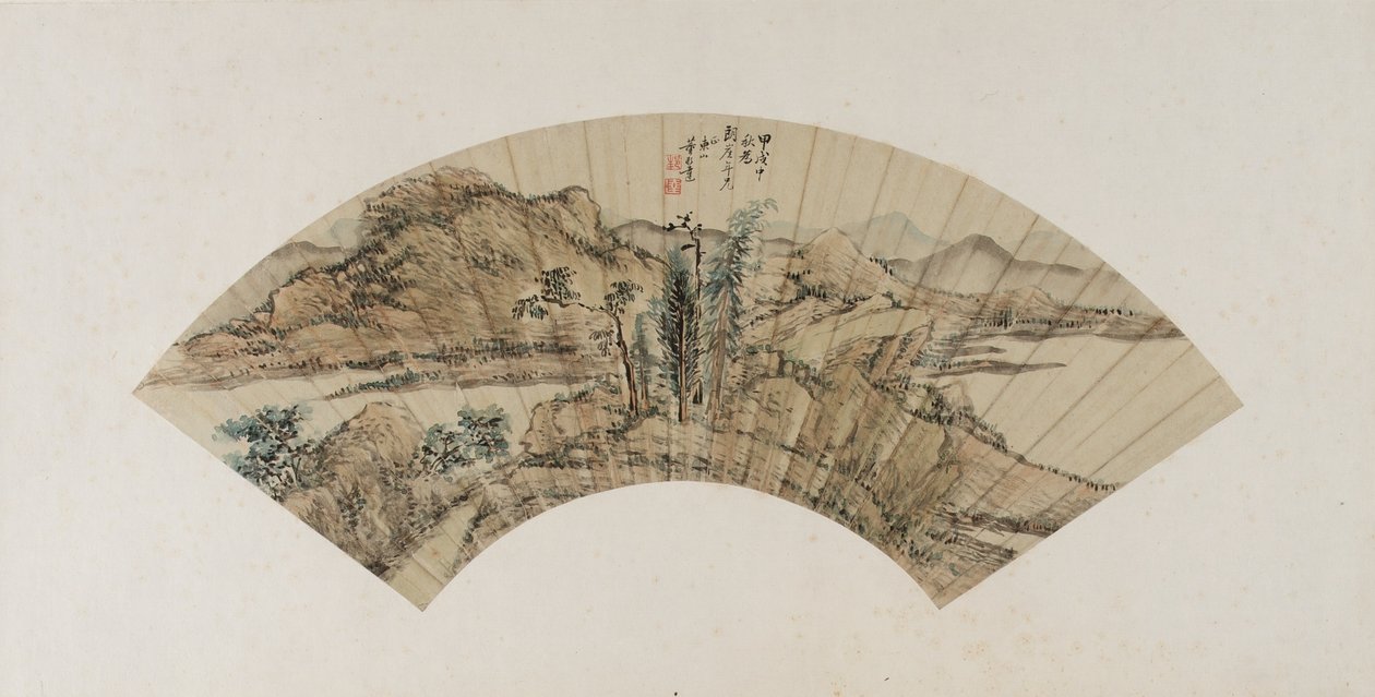 清代山地景观，1754年（纸上的墨水和颜色） 作者 董邦达