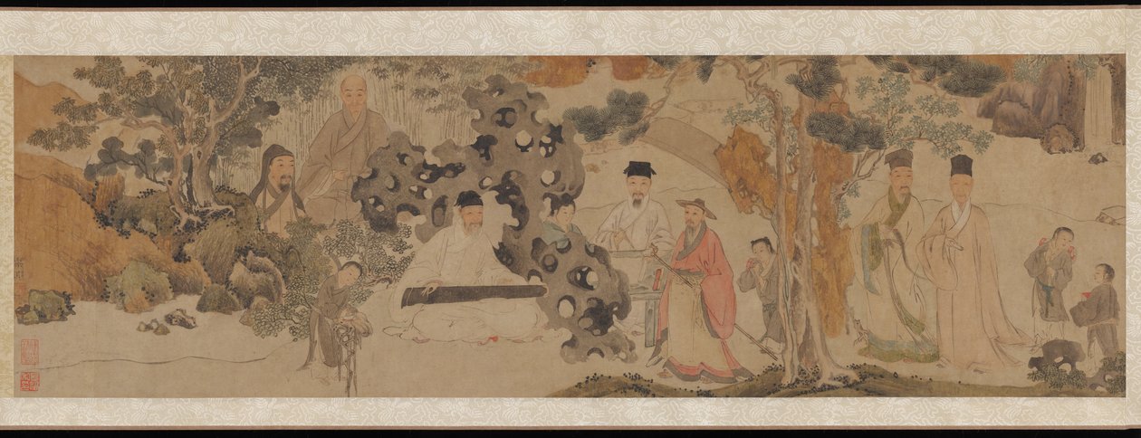 1620年，绿色森林中的崇高聚会（纸上的墨水和彩色） 作者 董其昌