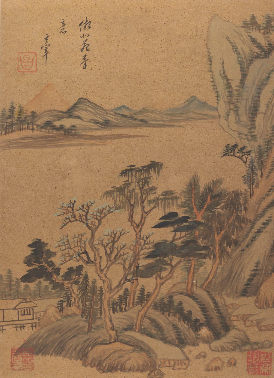 风景和诗歌，十七世纪，大概在1625年之后。 作者 董其昌