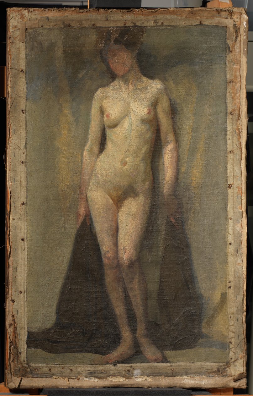 站立的女性裸体，c。 1910 年（布面油画） 作者 多拉·卡灵顿