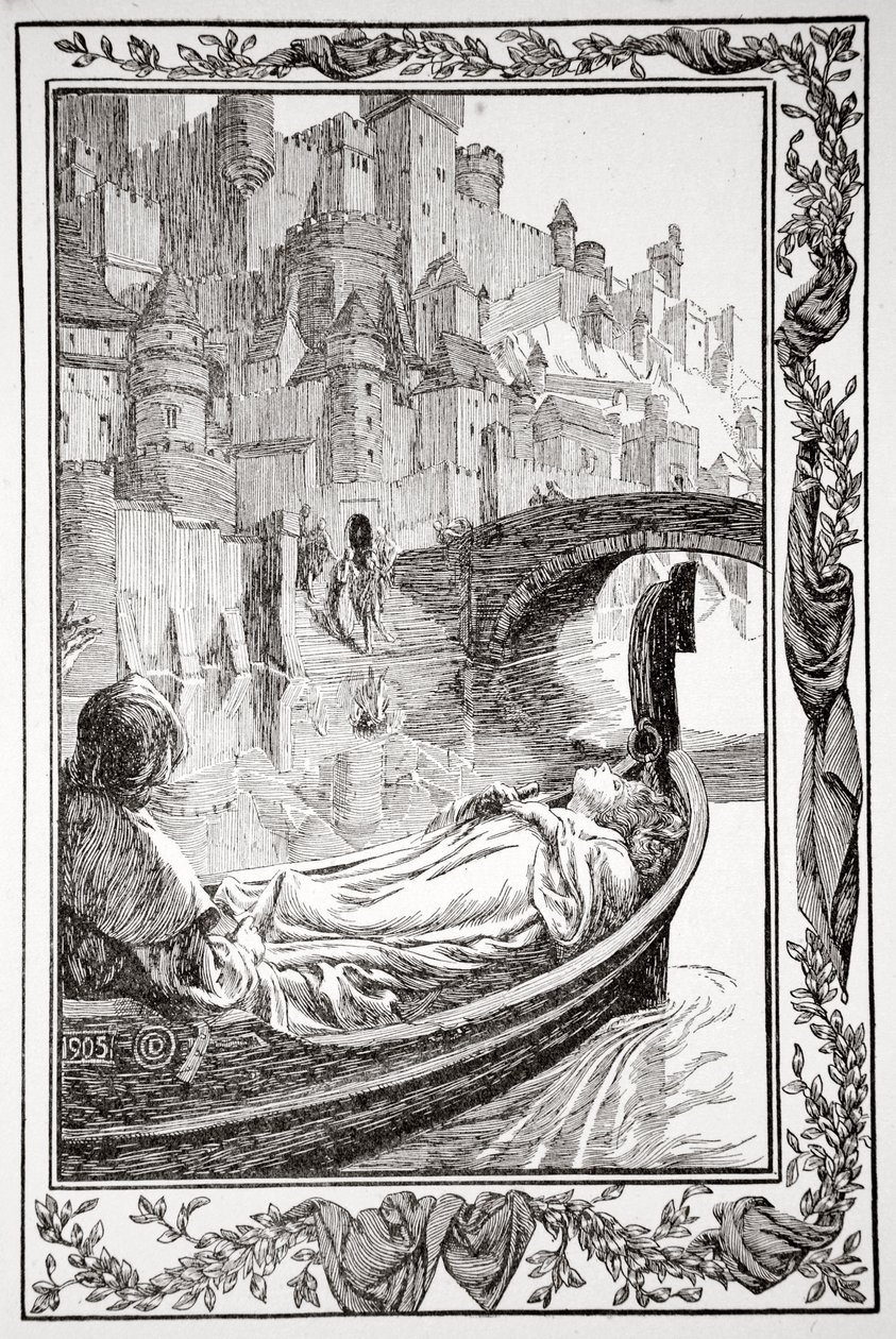 驳船在河上漂浮》，1905年。   作者 多拉·柯蒂斯（Dora Curtis）