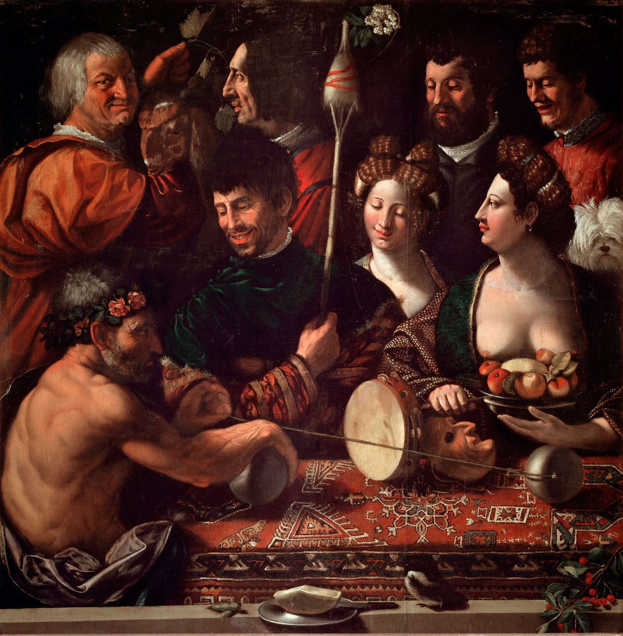 Bambocciata（滑稽画）。 赫拉克勒斯的巫术或寓言。 Giovanni Luteri dit Dosso Dossi （c.1479-1542）的绘画。 16 世纪太阳。143x144 厘米乌菲兹美术馆（办公室），意大利佛罗伦萨。 作者 多索·多西