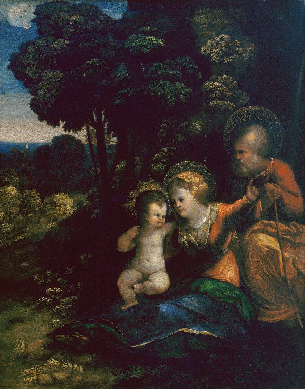在飞往埃及的途中休息，多索·多西（Dosso Dossi），佛罗伦萨乌菲兹美术馆 作者 多索·多西