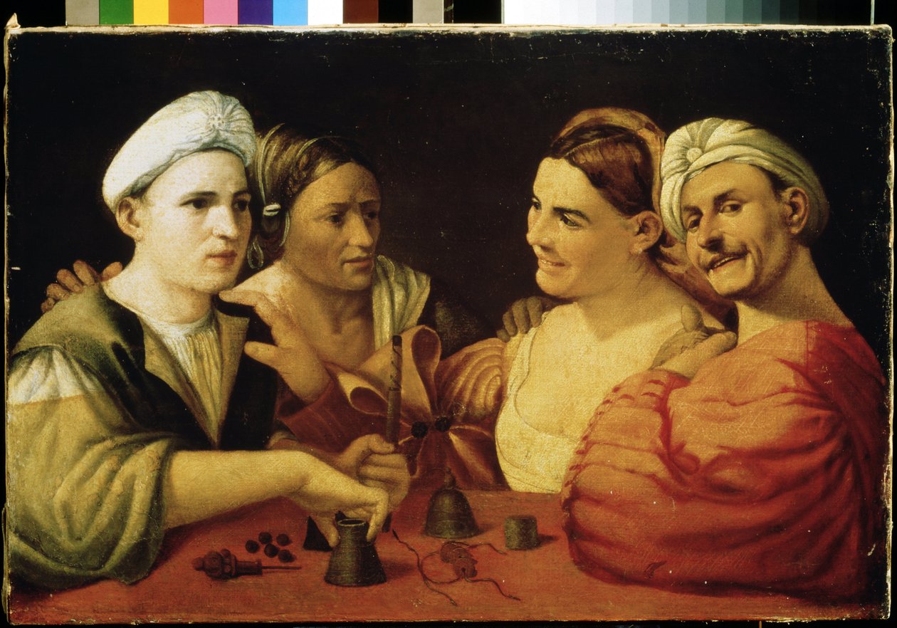 "一对骗子，用魔方欺骗受害者。乔瓦尼-卢泰利（Giovanni Luteri，又名 Dosso Dossi，约 1486-1542 年）的画作，16 世纪，莫斯科普希金博物馆 作者 多索·多西