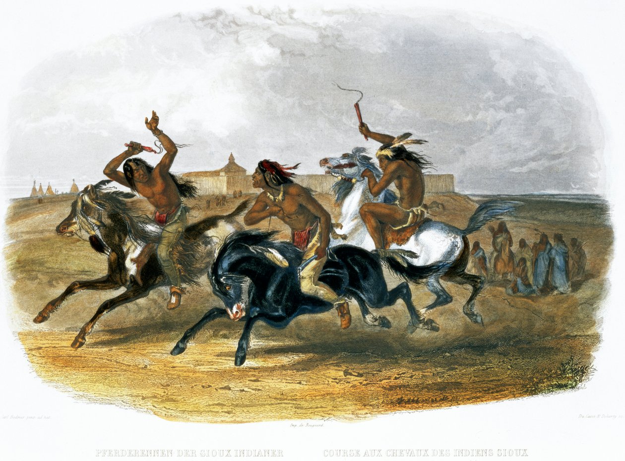 皮埃尔堡附近苏族印第安人的赛马"，1843年 作者 你卡塞和多尔蒂