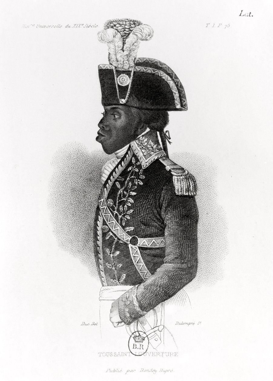 来自19世纪世界历史的Toussaint L&39;Ouverture（1743-1803）的肖像，由Joseph Julien Guillaume Dulompre雕刻（b.1789） 作者 杜克