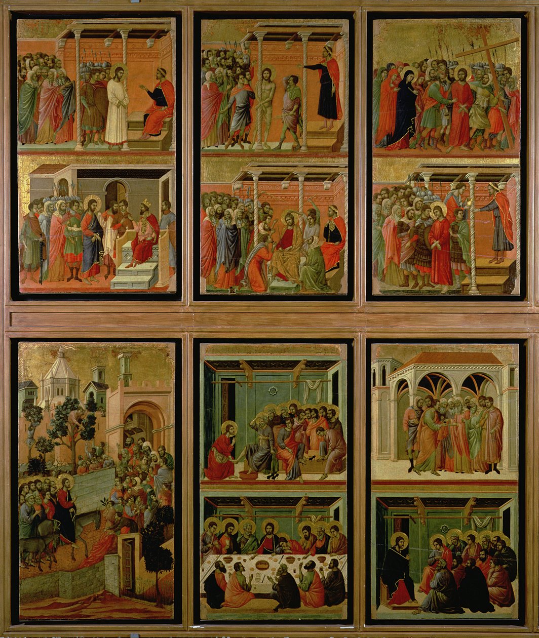 Maesta：来自Passion的十一个场景，1308-11（面板上的蛋彩画） 作者 杜乔·迪·博尼塞尼亚