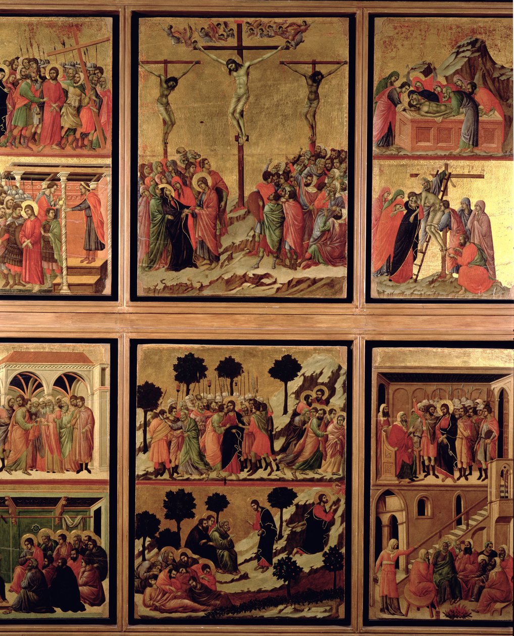 Maesta：来自Passion的十一个场景，1308-11（面板上的蛋彩画）（反向55438） 作者 杜乔·迪·博尼塞尼亚