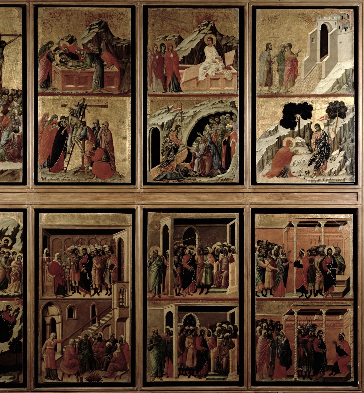 Maesta：来自Passion的十一个场景，1308-11（面板上的蛋彩画）（反向55438） 作者 杜乔·迪·博尼塞尼亚