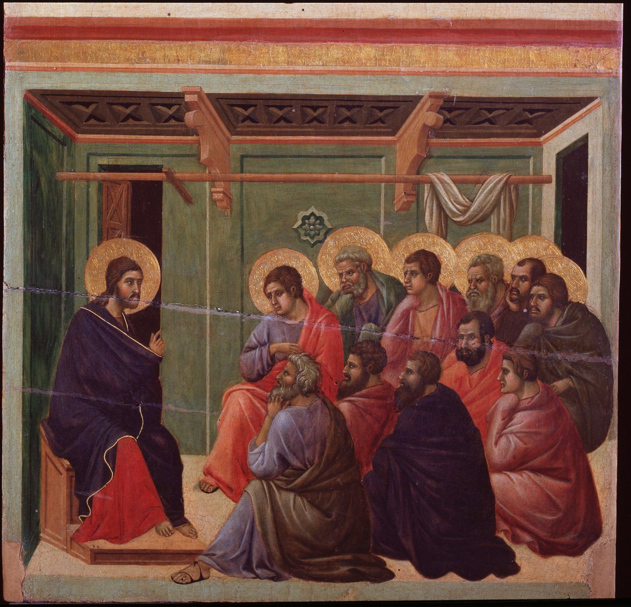 La Maesta激情：耶稣离开使徒-Duccio di Buoninsegna绘画 作者 杜乔·迪·博尼塞尼亚
