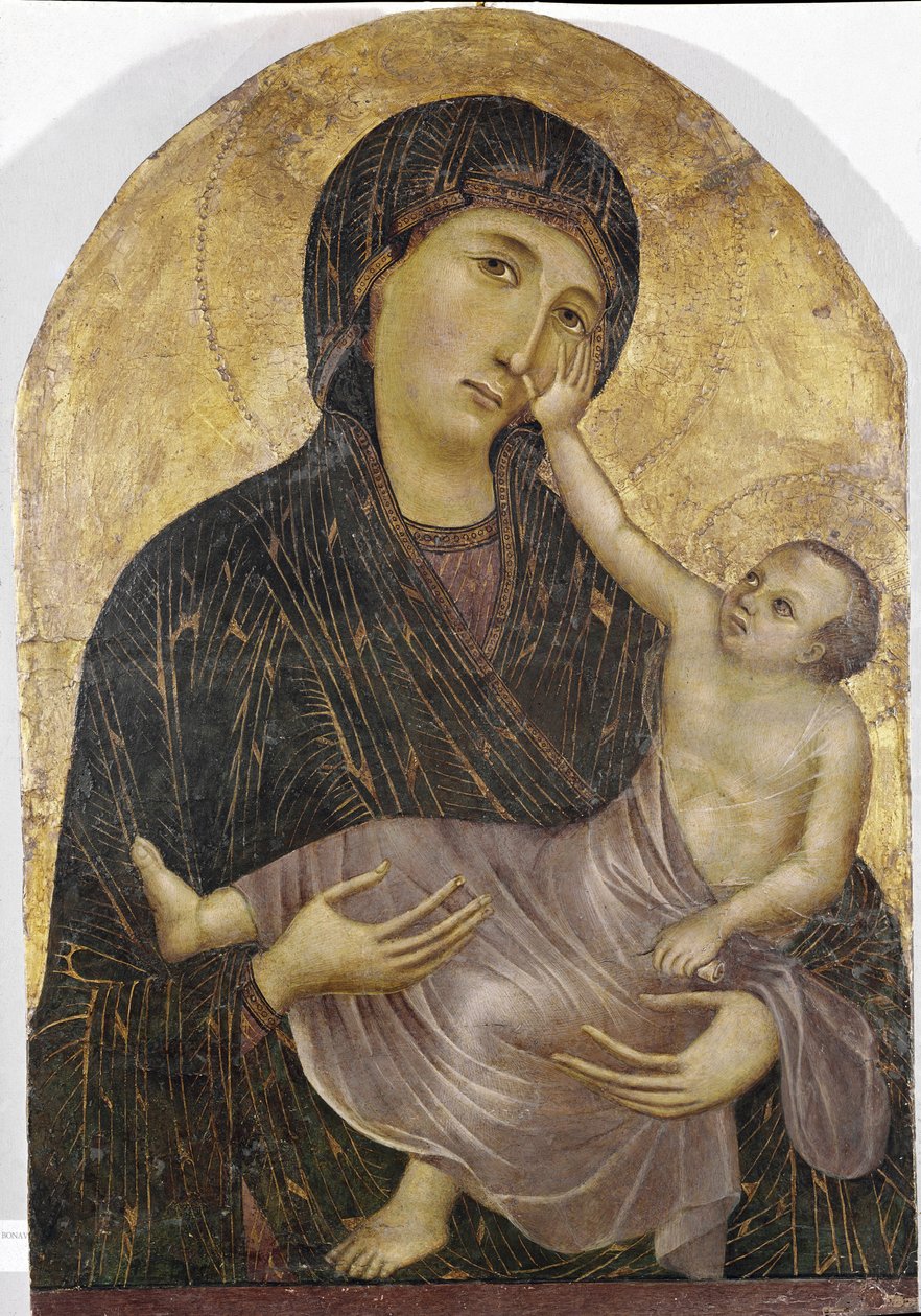 Virgin and Child（面板上的蛋彩画和金色 作者 杜乔·迪·博尼塞尼亚