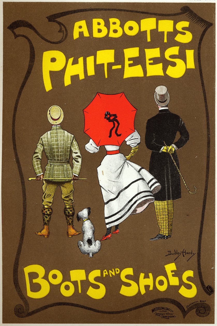 Lifestyle. Fashion. Abbots Phit-ees, boots and shoes store, London. Poster by Dudley Hardy, England, c.1890 (poster) 作者 达德利·哈迪