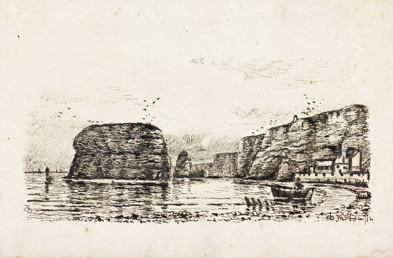 Marsden Rock和Grotto（纸上的黑色墨水） 作者 邓肯·麦克莱