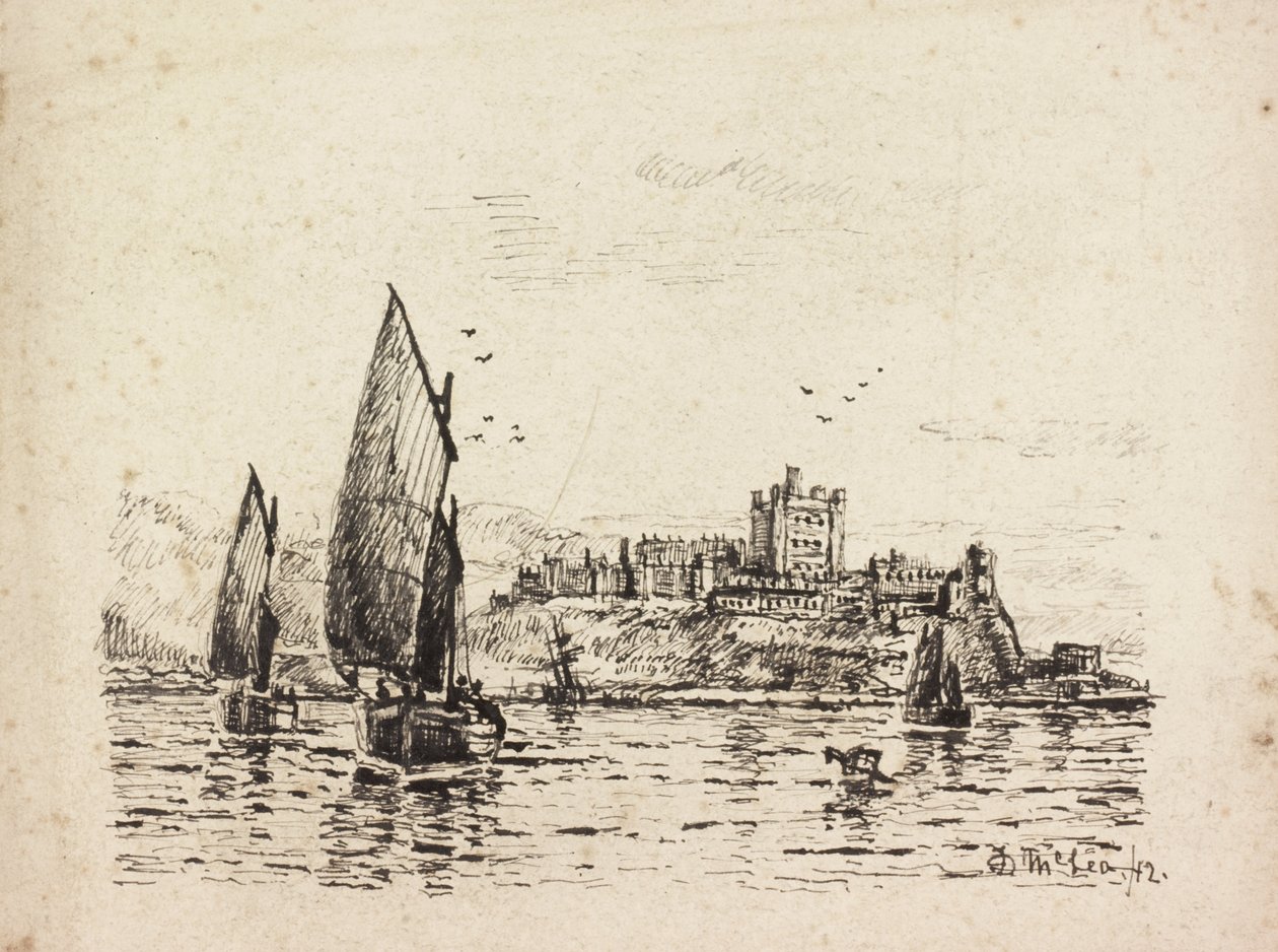 Off Bamburgh城堡（纸上的黑色墨水） 作者 邓肯·麦克莱