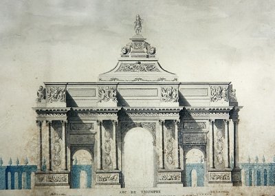 凯旋门，根据克劳德-佩罗（1613-78）的设计（纸上水彩和水粉画）。 作者 杜普伊