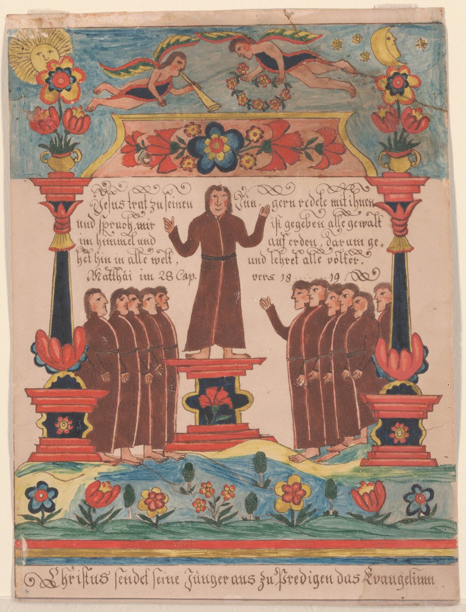 耶稣去了他的门徒，第1810-20页（钢笔和墨水在纸上） 作者 Durs Sr. and Rudy，Durs Jr. Rudy