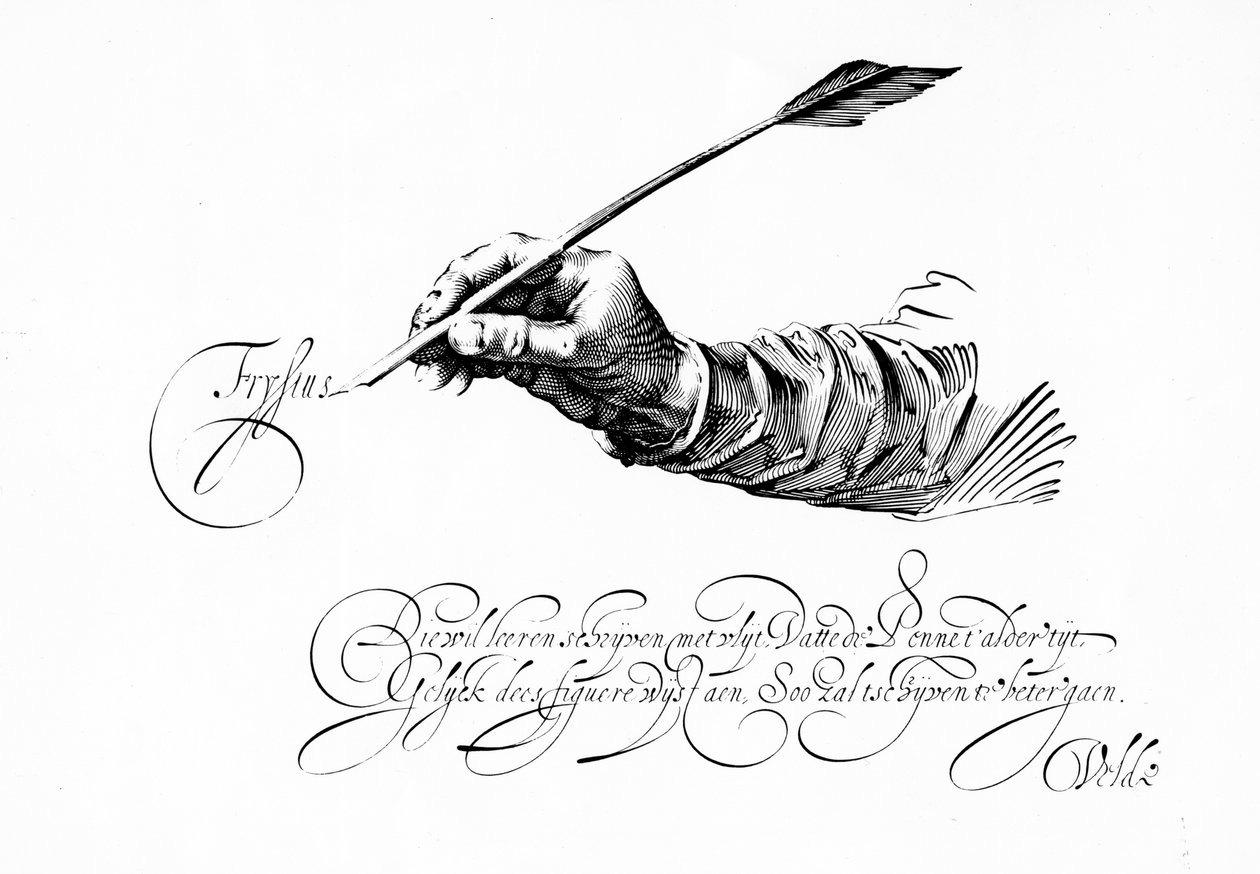 Jan van den Velde撰写的“写作艺术之镜”的插图，出版于1609年 作者 荷兰学校