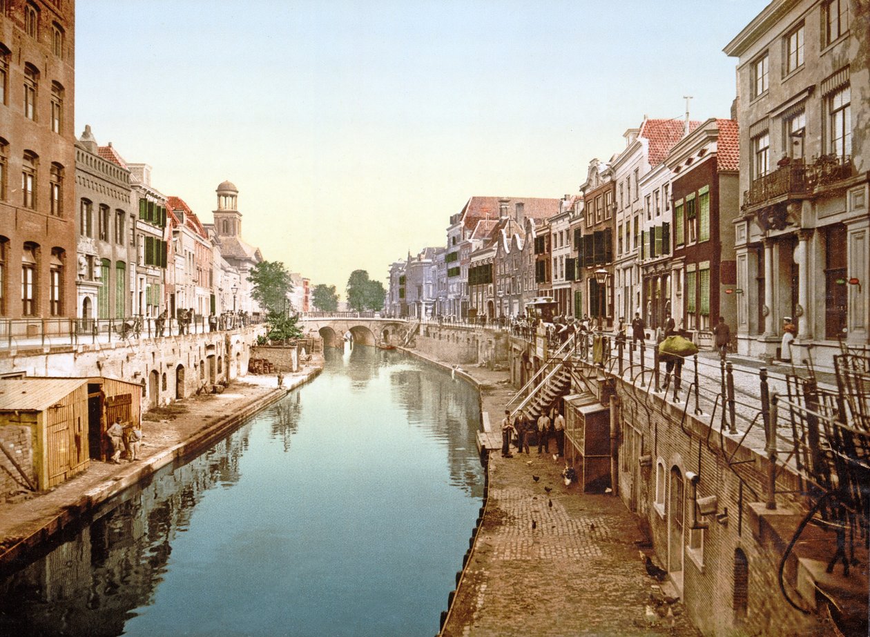 查看在乌得勒支的Oudegracht，1890-1900 作者 荷兰摄影师